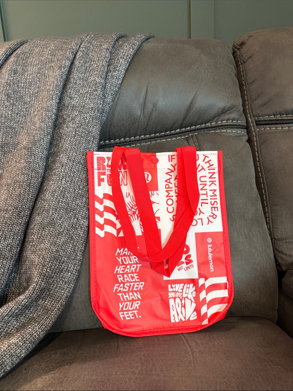 lululemon athletica Red and White Graphic Tote
